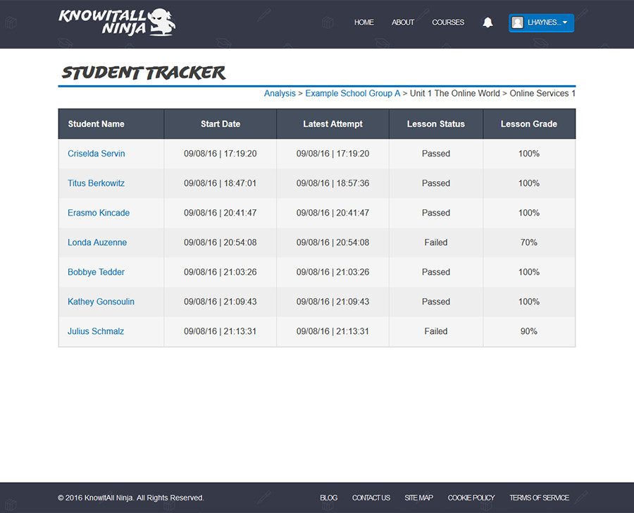 BTEC Level 2 ICT Student Tracker - Single Lesson View of The Online World